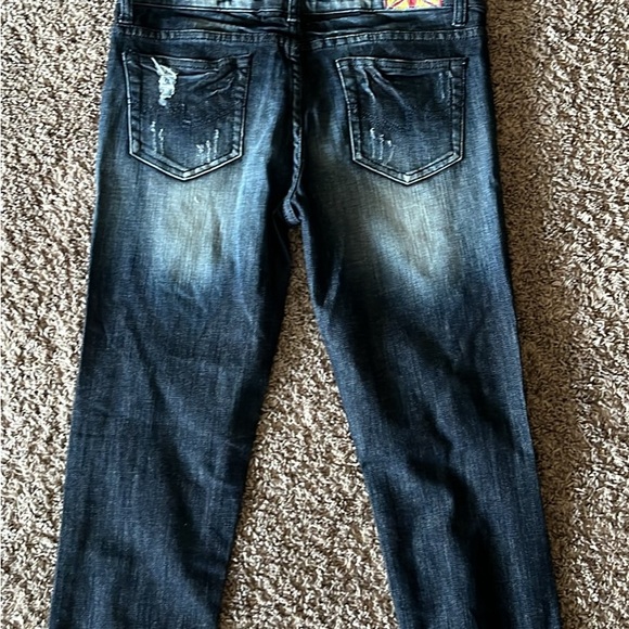 Women’s dark denim distressed jeans by Machine Pour Neuf Mode size 9 - Picture 4 of 5